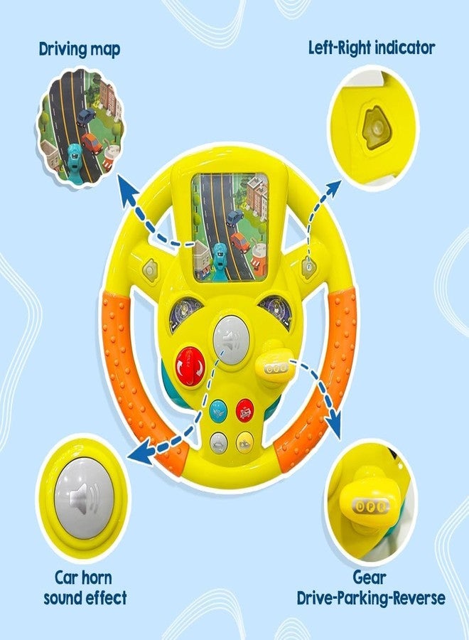 Pluspicks Early Education Simulation Steering Wheel Kids Music Toy Cartoon Lighting Early Education Multifunctional Music Electronic Organ Simulation Car Steering Wheel for Kids Best Gift(Multicolor) - Image 5